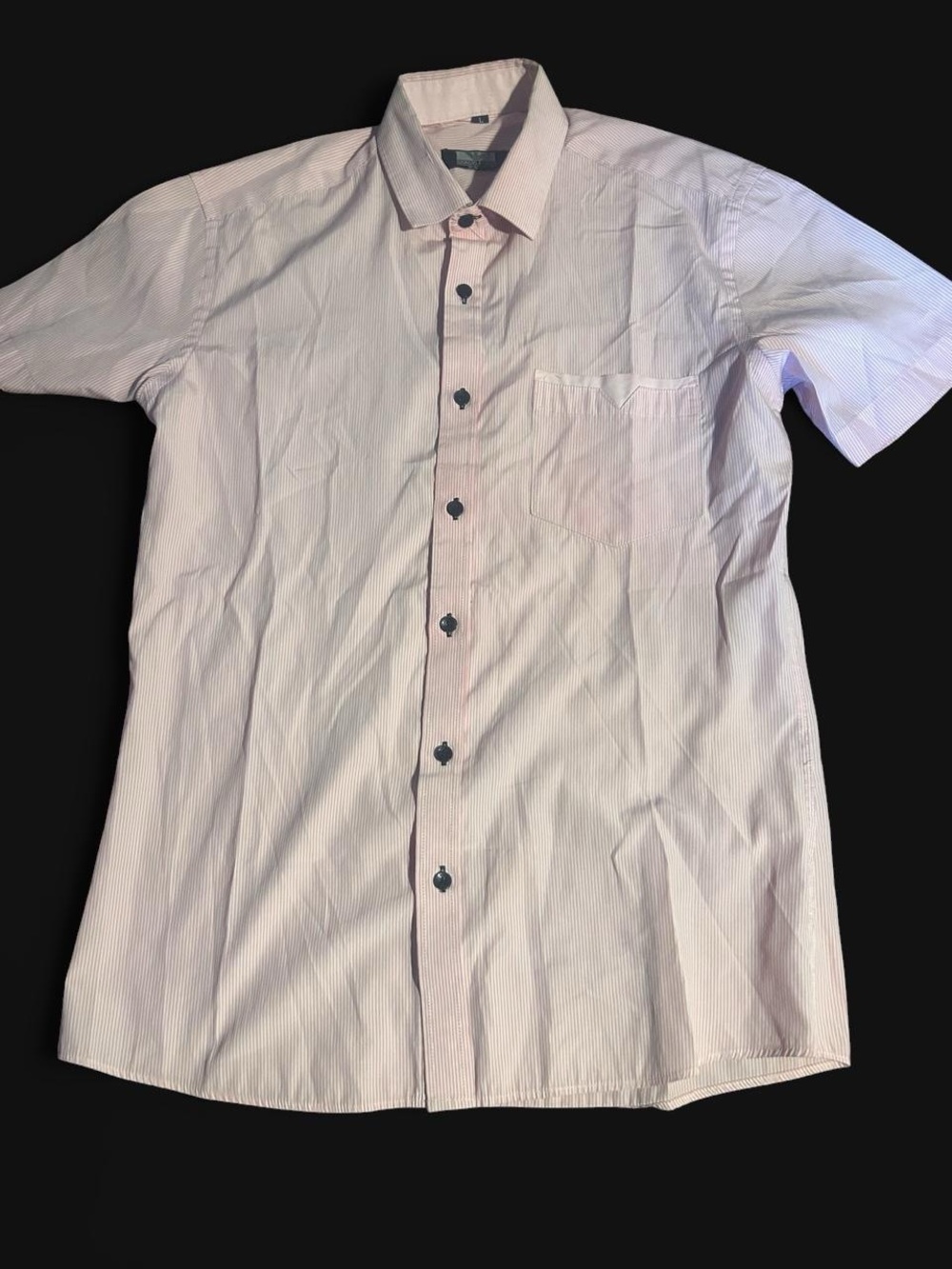 Giorgio Armani Pale Pink and white Short-Sleeve Button-Down Shirt